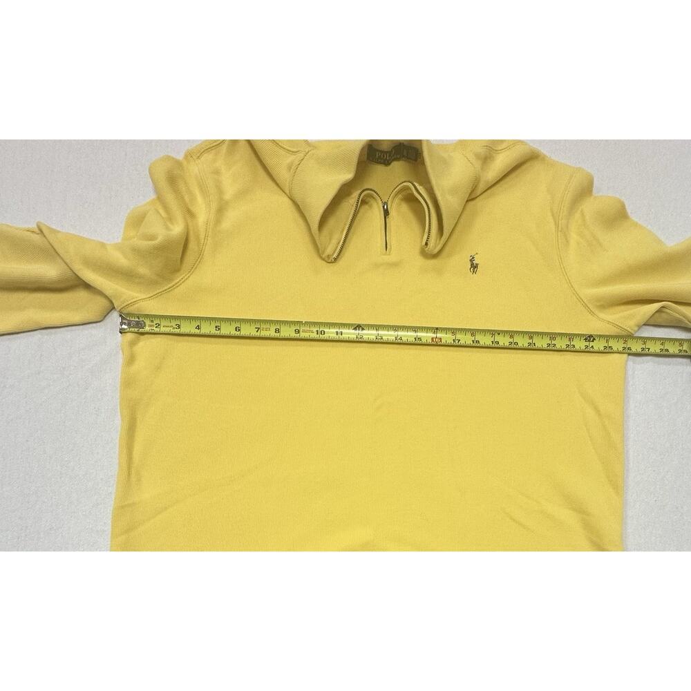 Polo Ralph Lauren Adult Men Pullover Sweatshirt 2XL Yellow Quarter Zip Blue Pony - Picture 3 of 10